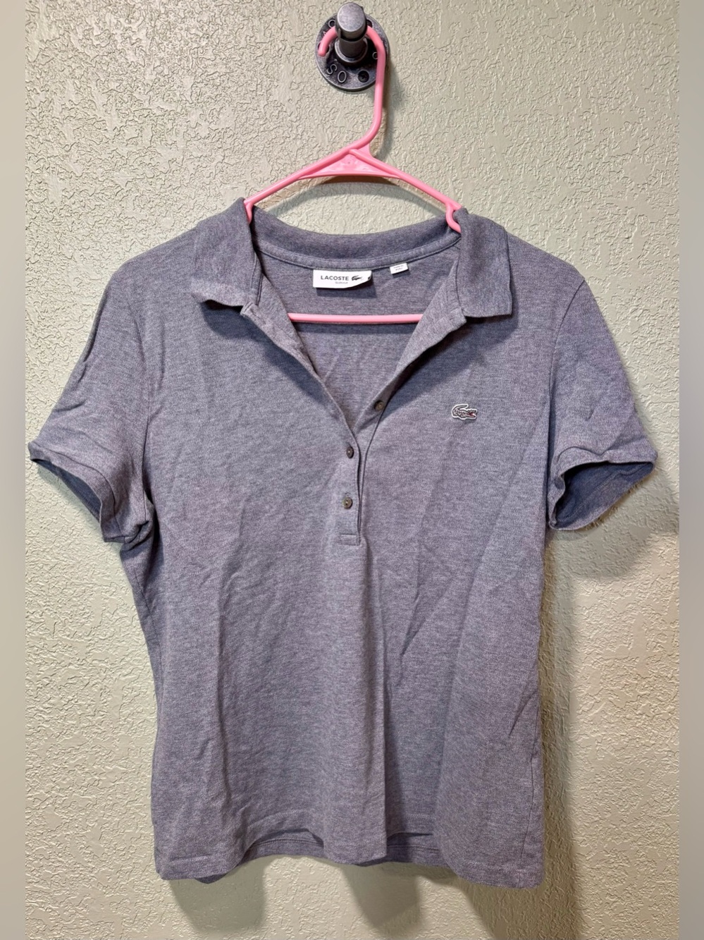 Lacoste Slim Fit Grey Polo with Crocodile Emblem
